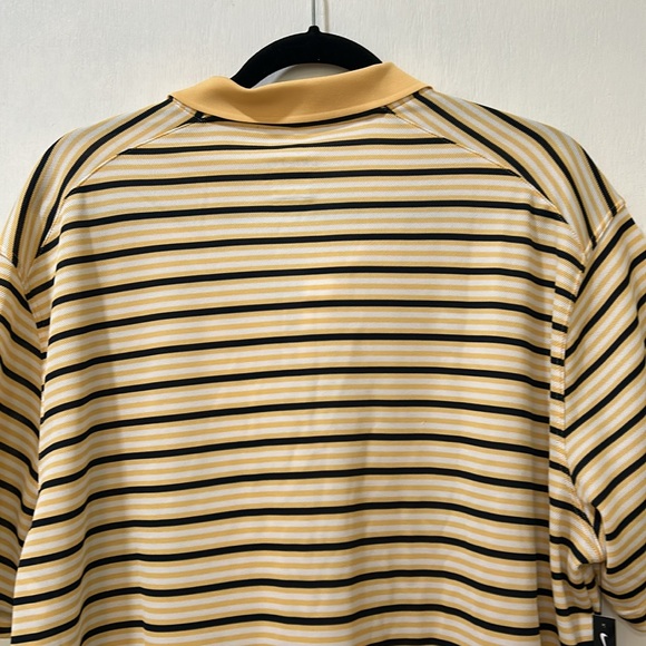 NIKE MENS POLO SHIRT DRY FIT SHORT SLEVEE GOLD STRIPED BLACK SZ XL NEW - Picture 3 of 11